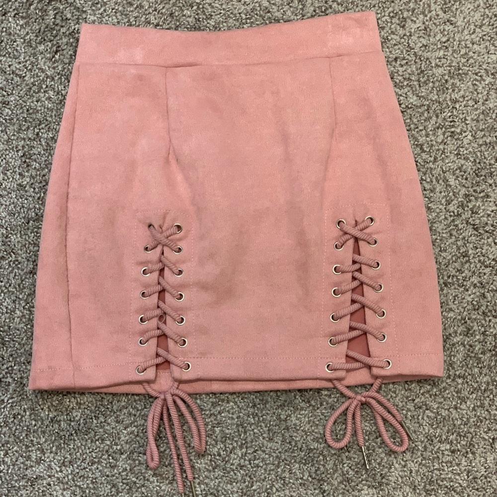 Faux suede pink skirt